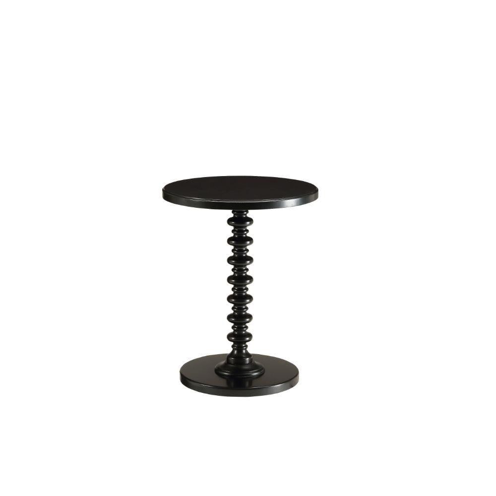 Elegant Glossy Black Wooden Round Pedestal Side Table