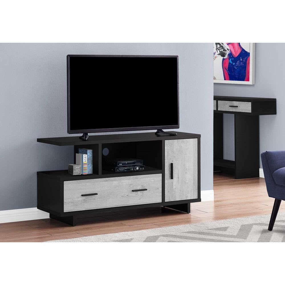 47.25" Black Particle Board and MDF TV Stand with Cabinet