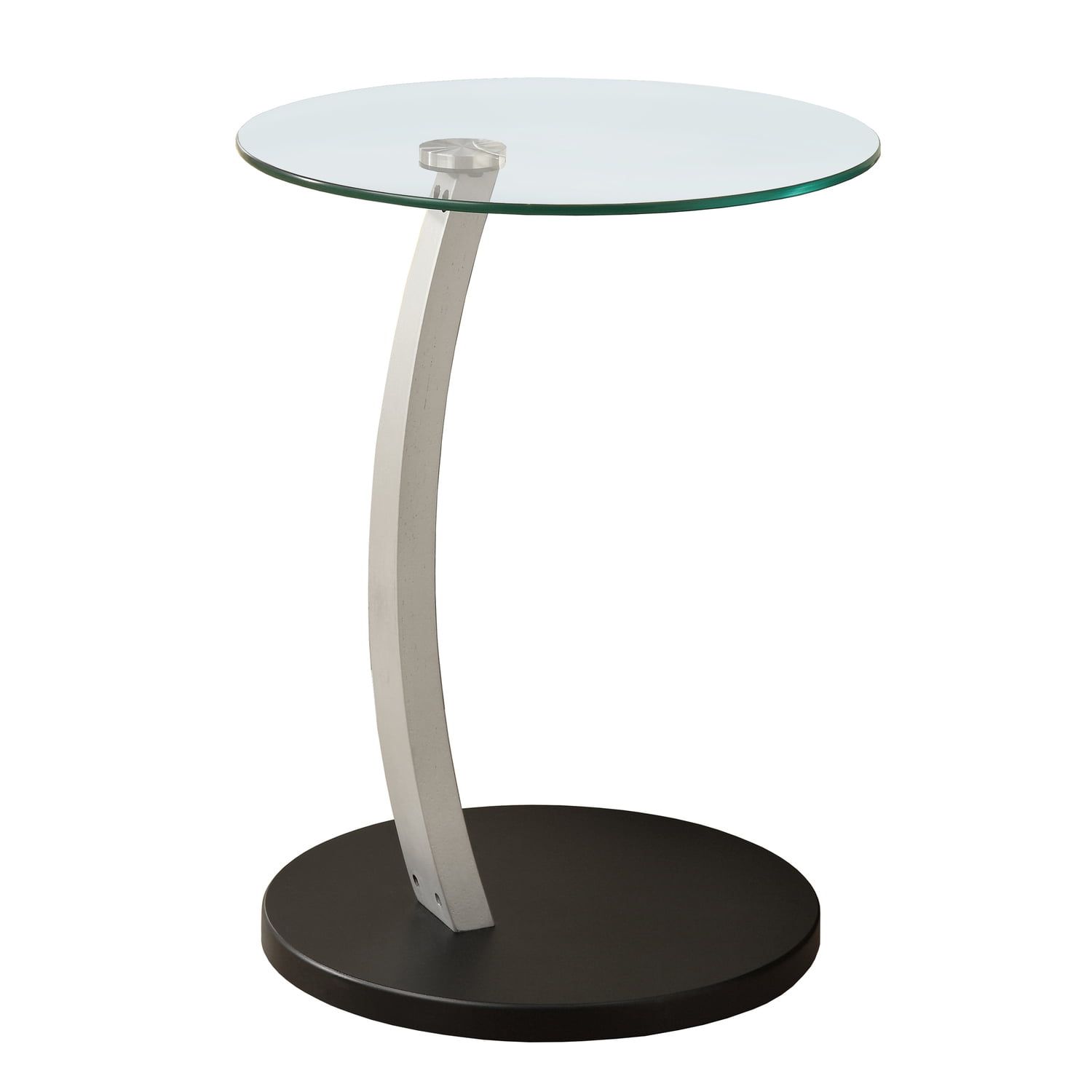 Elegant Round Black & Silver Wood-Glass Accent Table, 24" Height