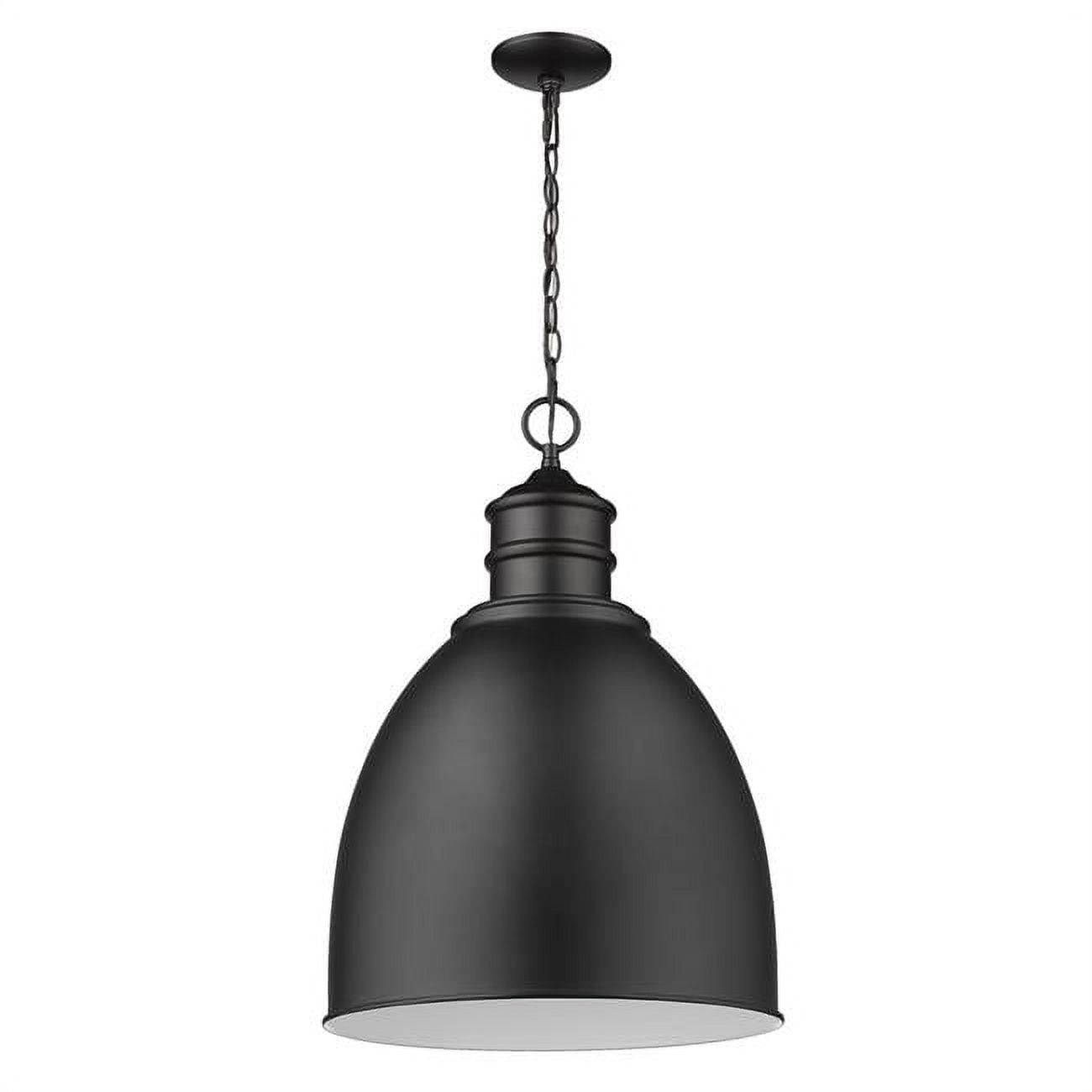 Colby Matte Black Pendant Light with Gloss White Interior Shade