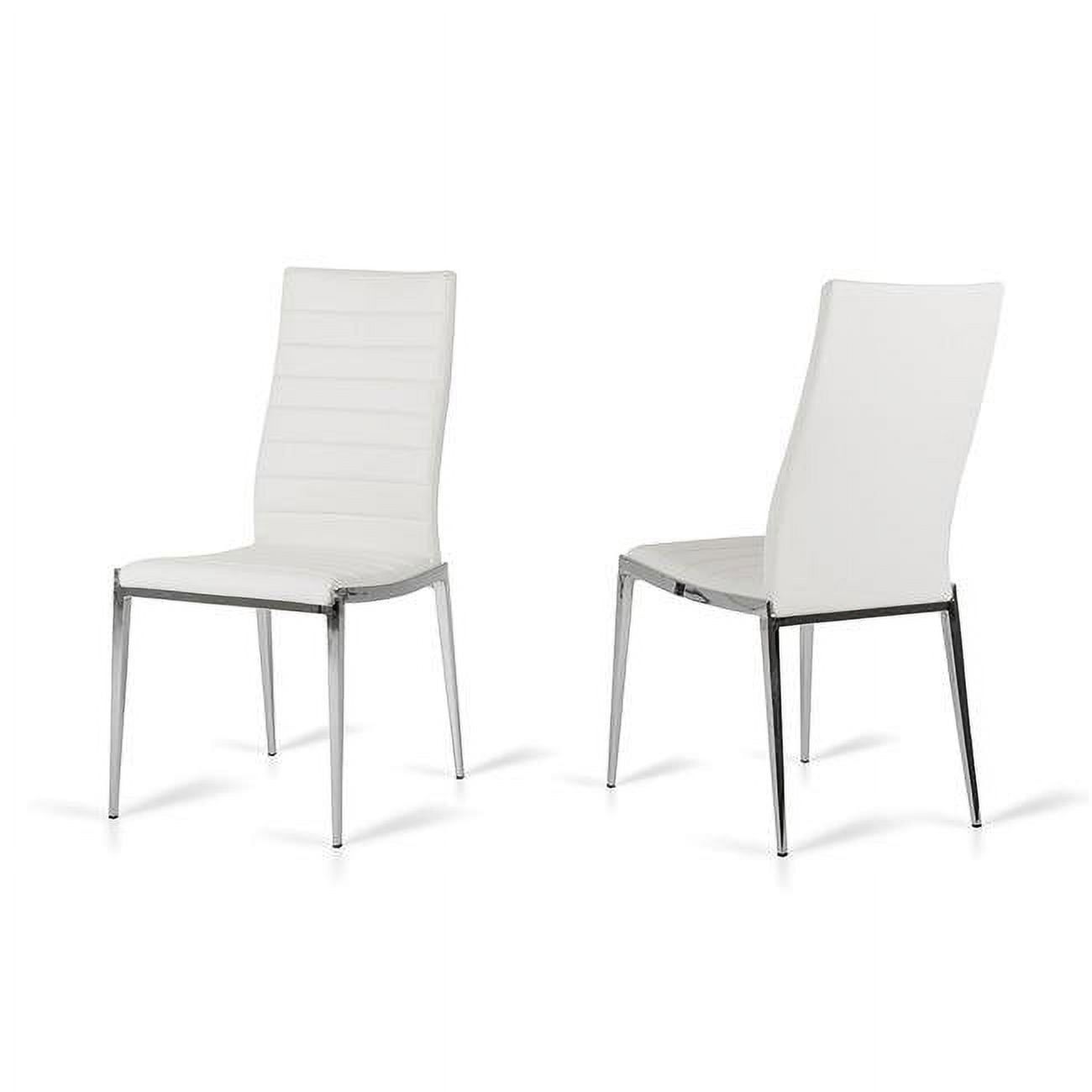 Sleek White Faux Leather Upholstered Dining Chair Set with Chrome Legs