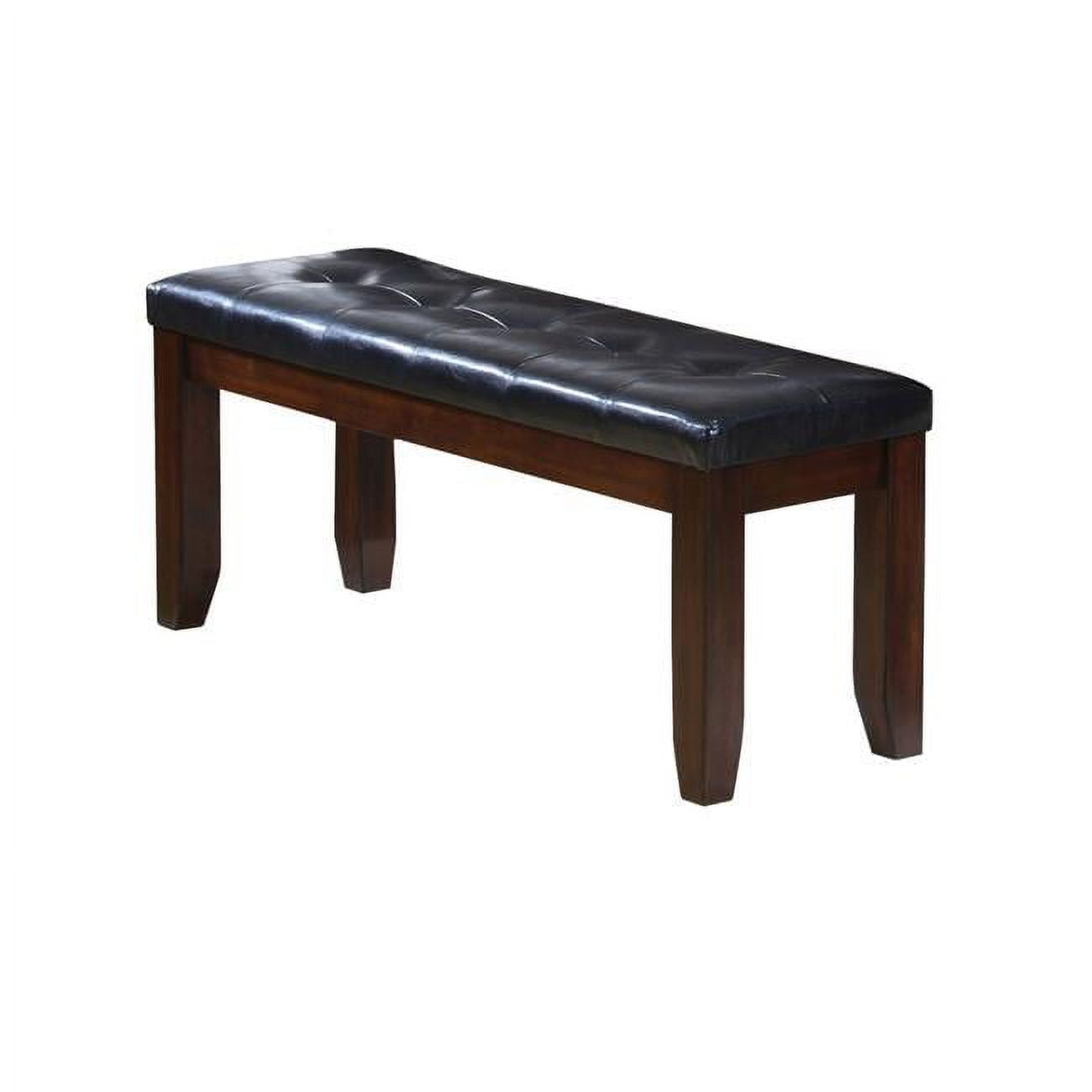 Urbana Transitional Bench with Black PU Leather & Cherry Wood Base