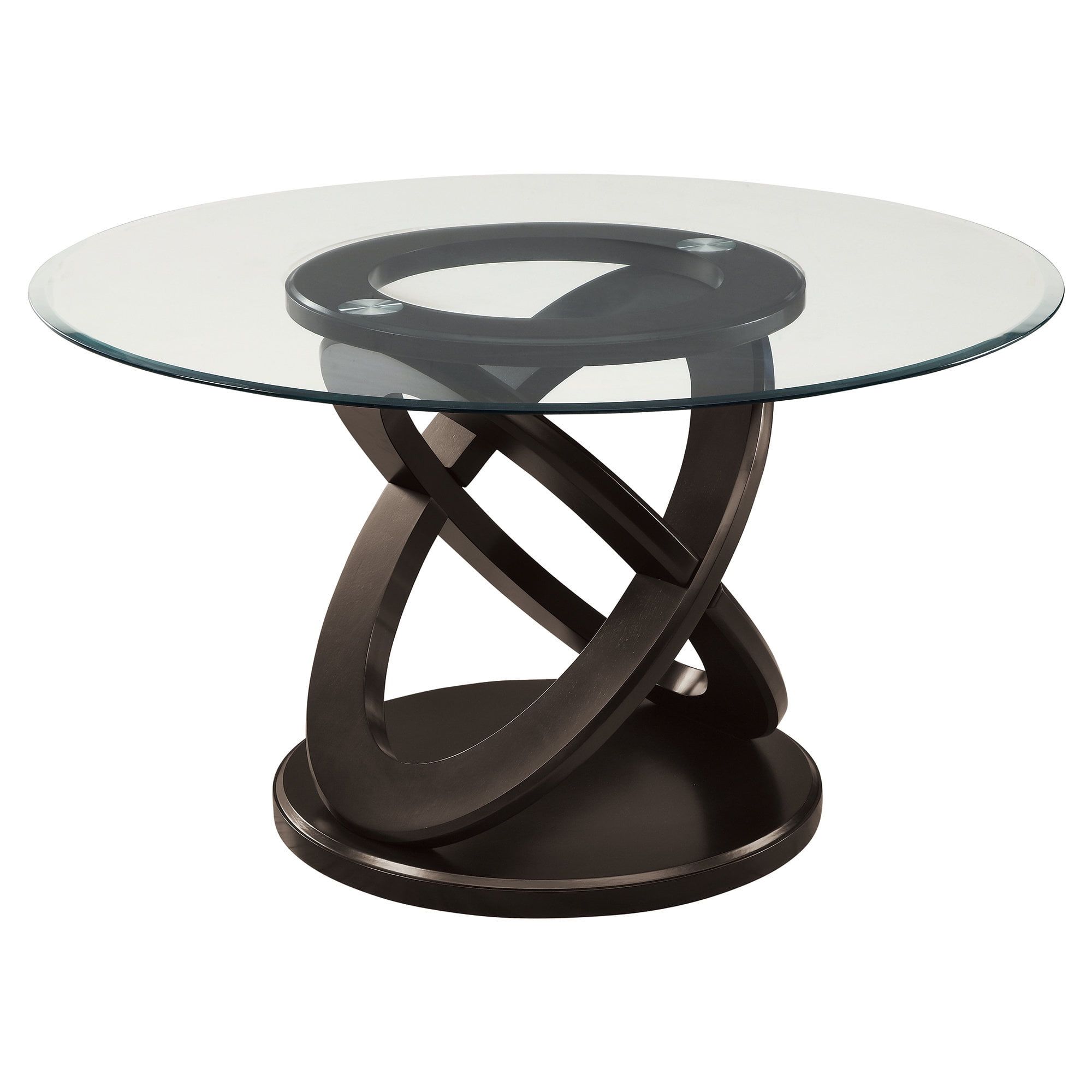 Espresso Round Wood and Glass Dining Table