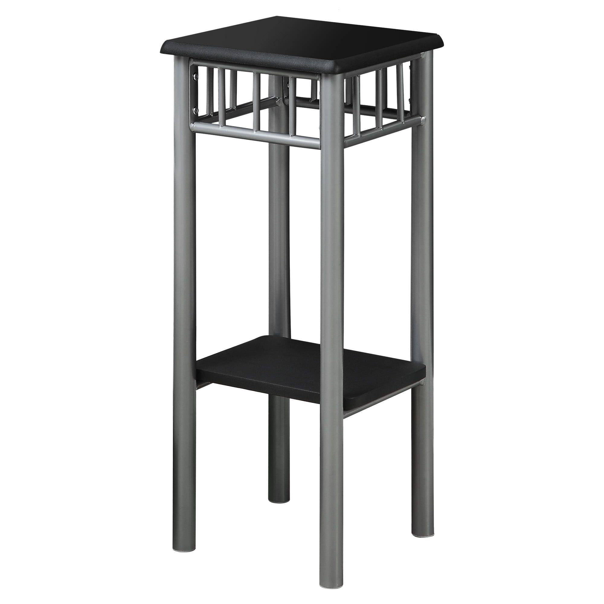 Black and Silver Metal Accent Table with Shelf