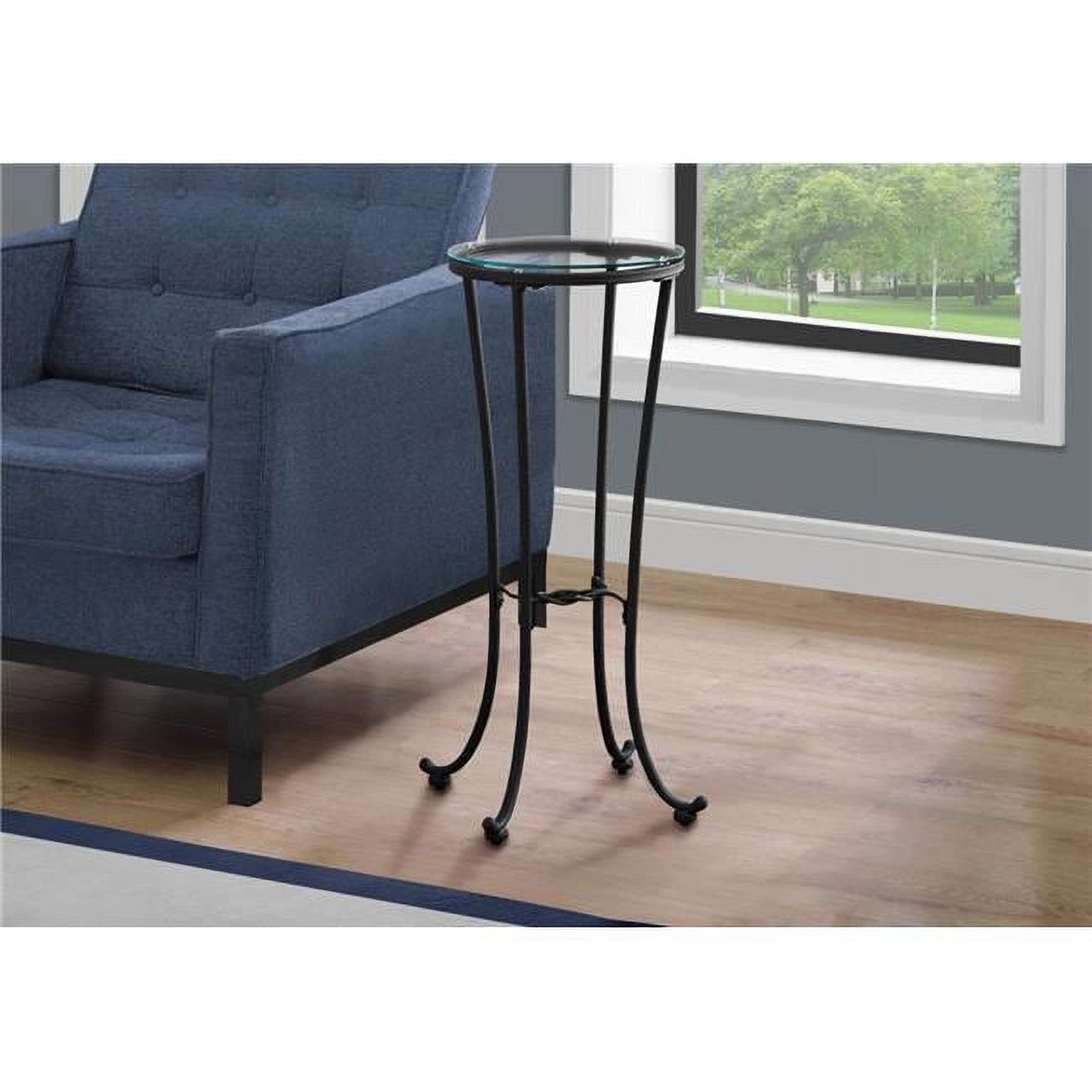 Black and Silver Metal Accent Table with Shelf