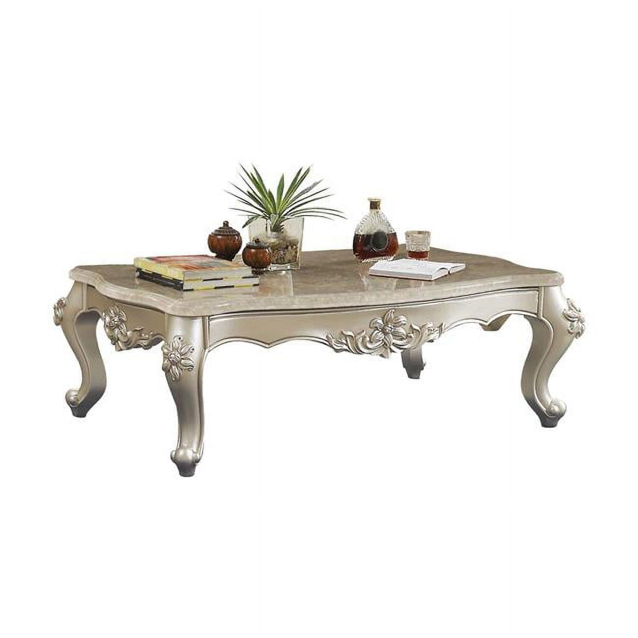 Chic Marble and Champagne Wood 35" x 57" Lift-Top Coffee Table