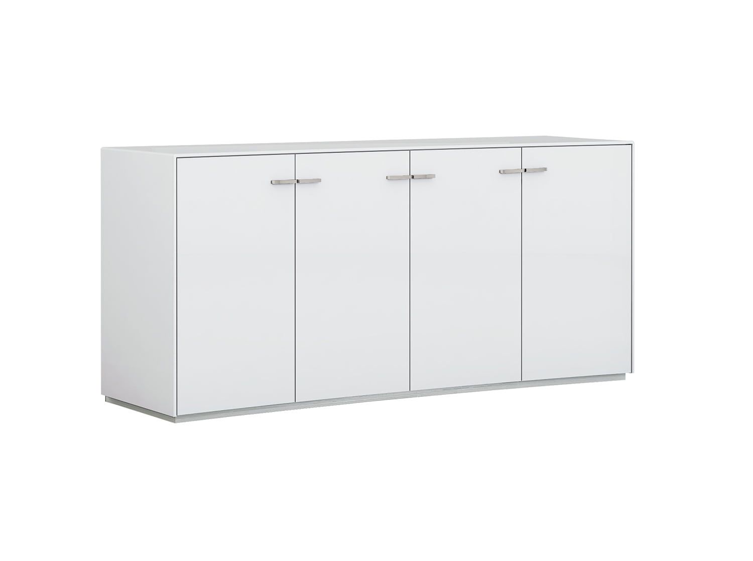 Sleek White Modern Buffet - 72" Manufactured Wood with Silver Hardware