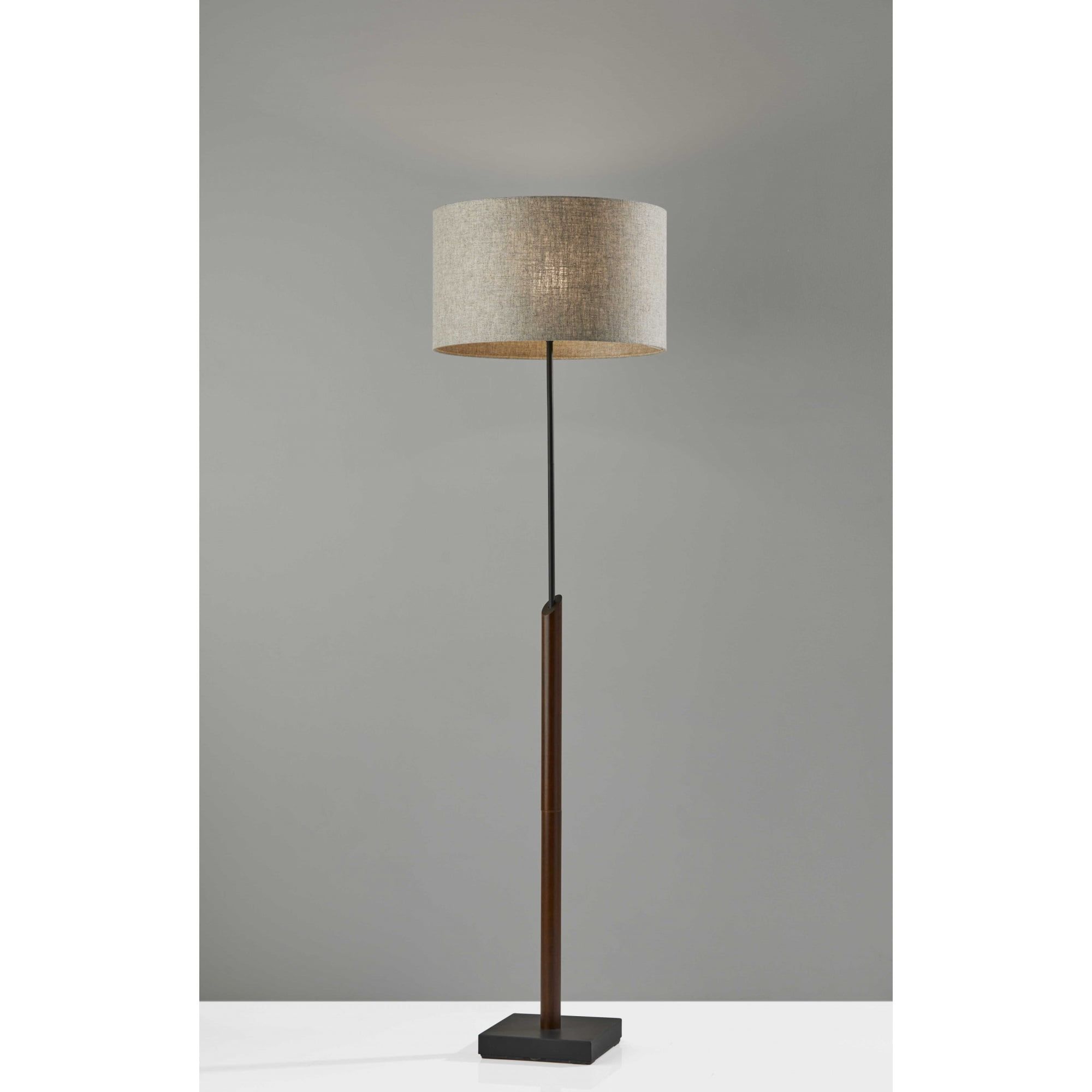 63" Black and Beige Metal and Fabric Floor Lamp