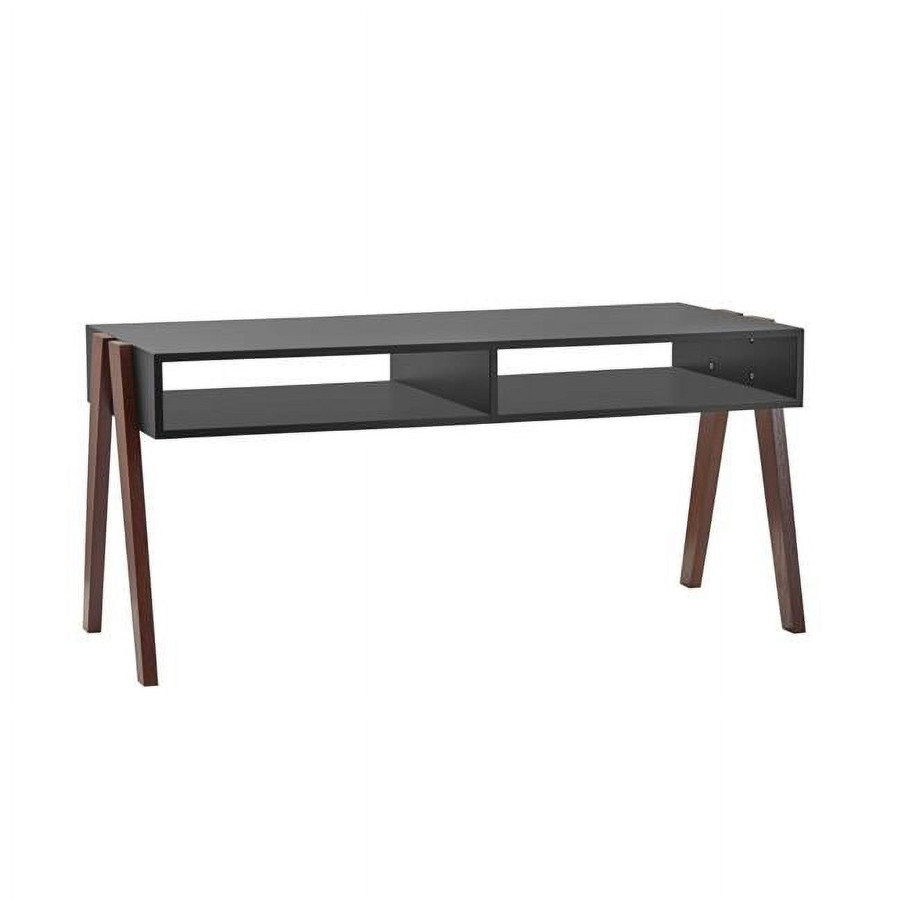 Mid-Century Modern Black and Walnut Wood Grain Coffee Table