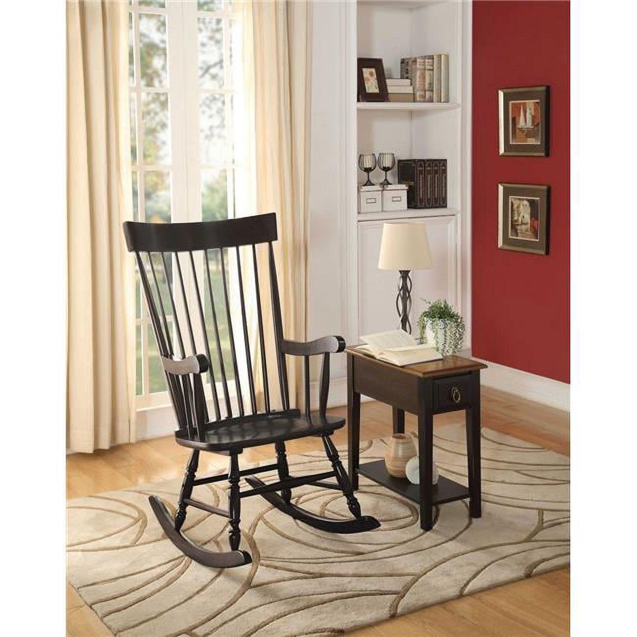 Arlo Traditional Black Wood Tall Back Rocking Chair