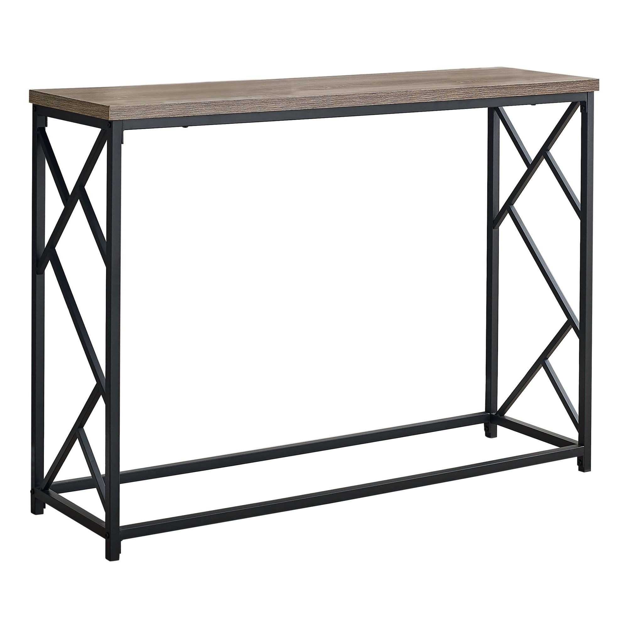 Taupe and Black Metal 44" Rectangular Console Table with Storage