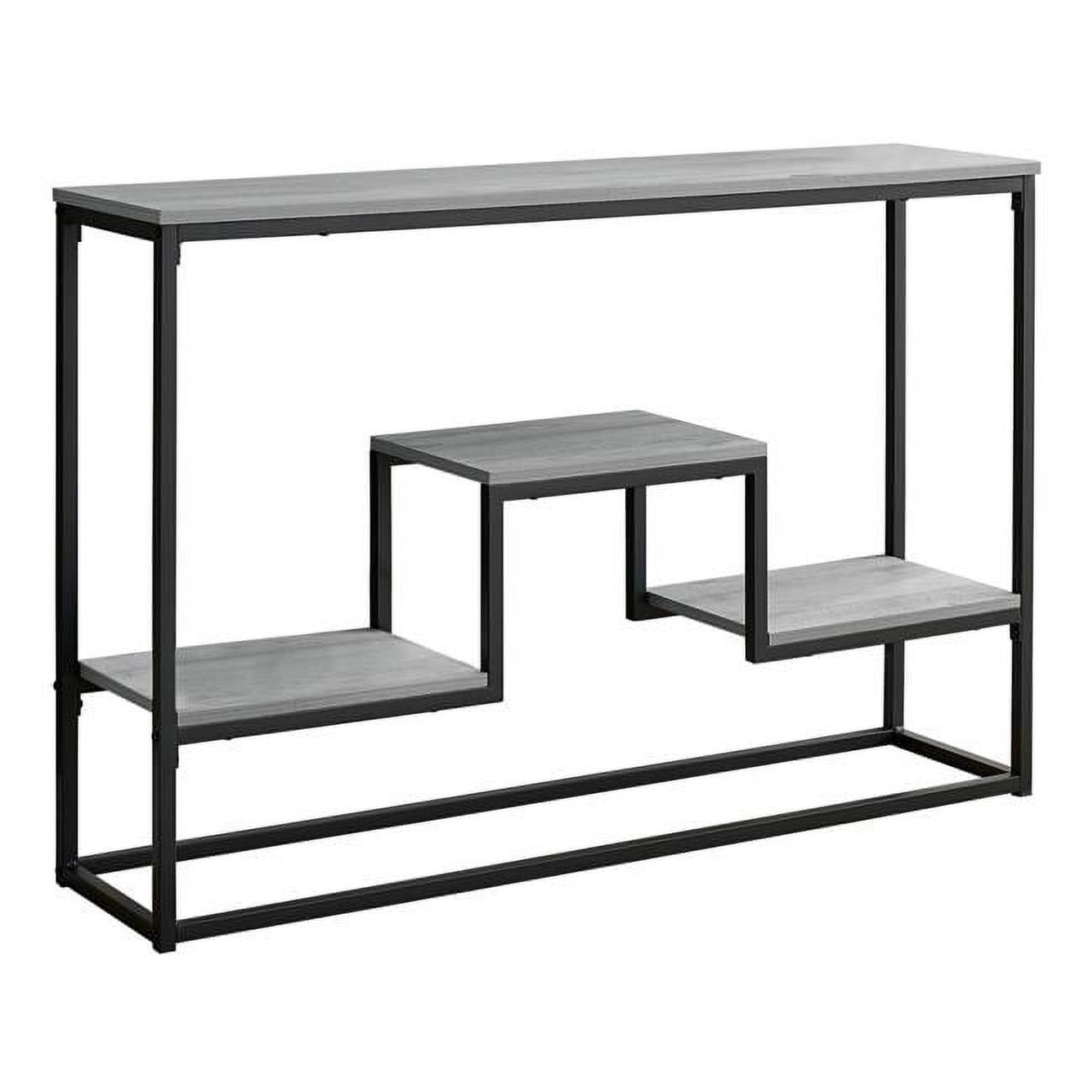 Contemporary Grey Wash & Black Metal Console Table with Storage