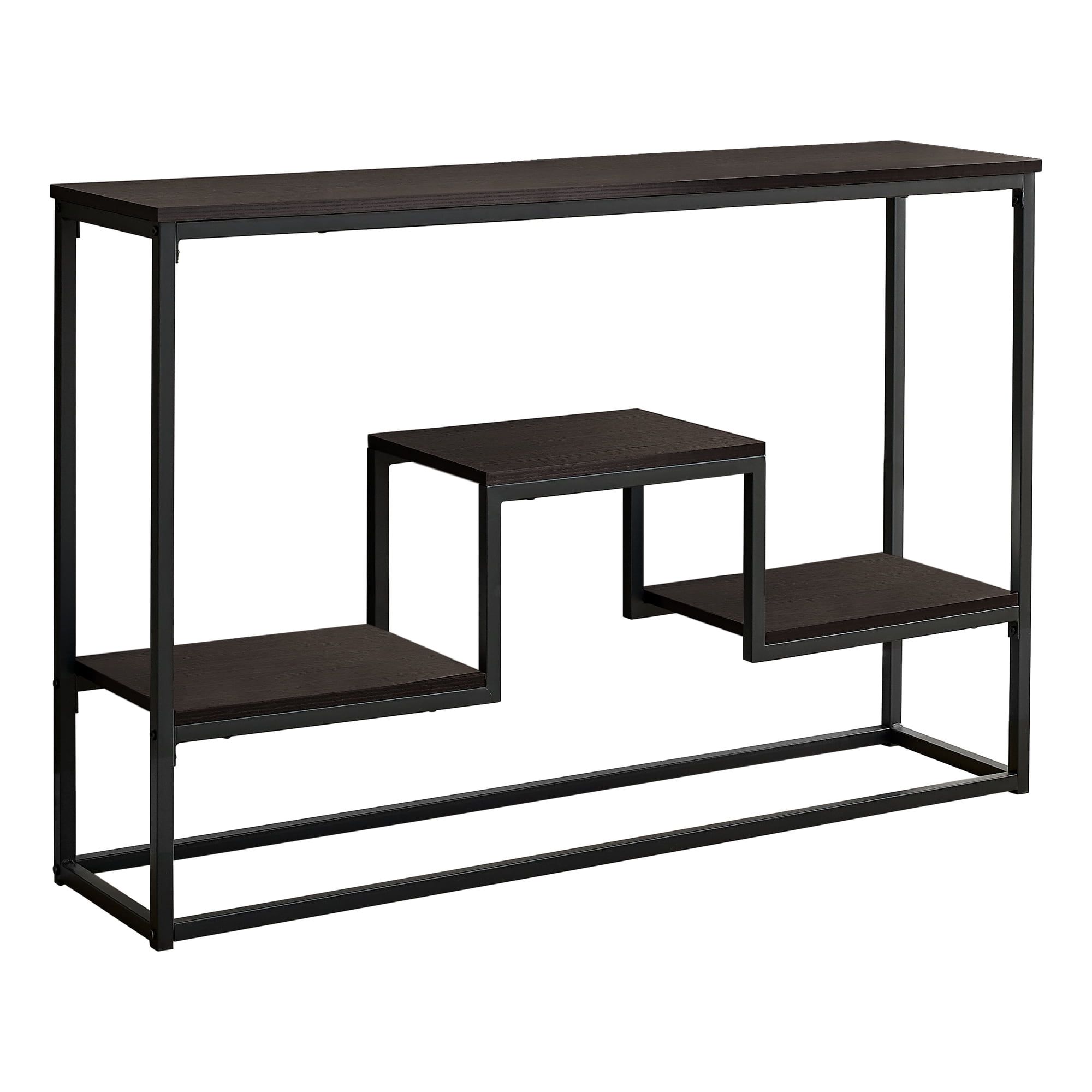 Espresso Brown and Black Wood Metal Console Table with Storage, 48"