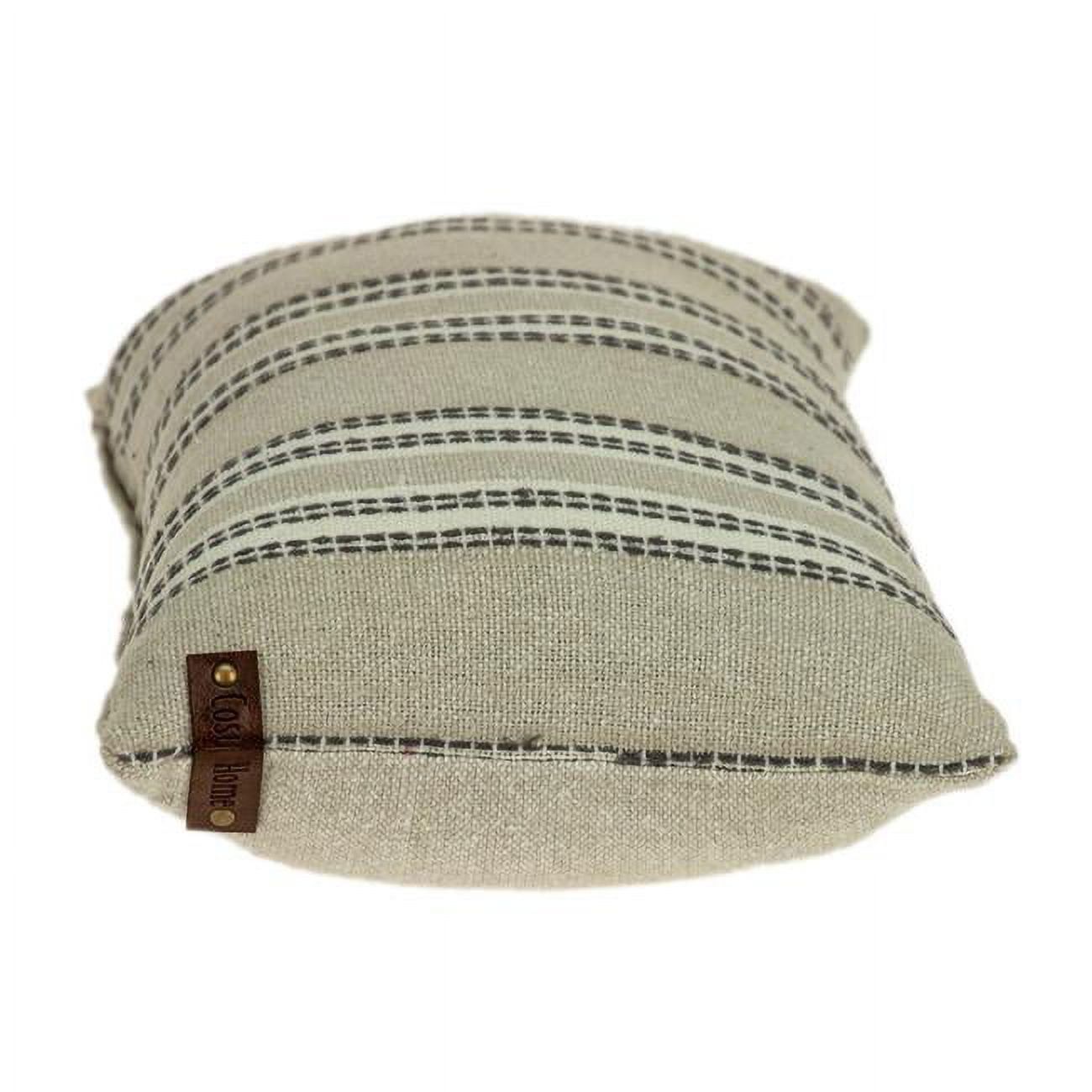 Casual Finesse Oatmeal Stripe Weave Lumbar Throw Pillow