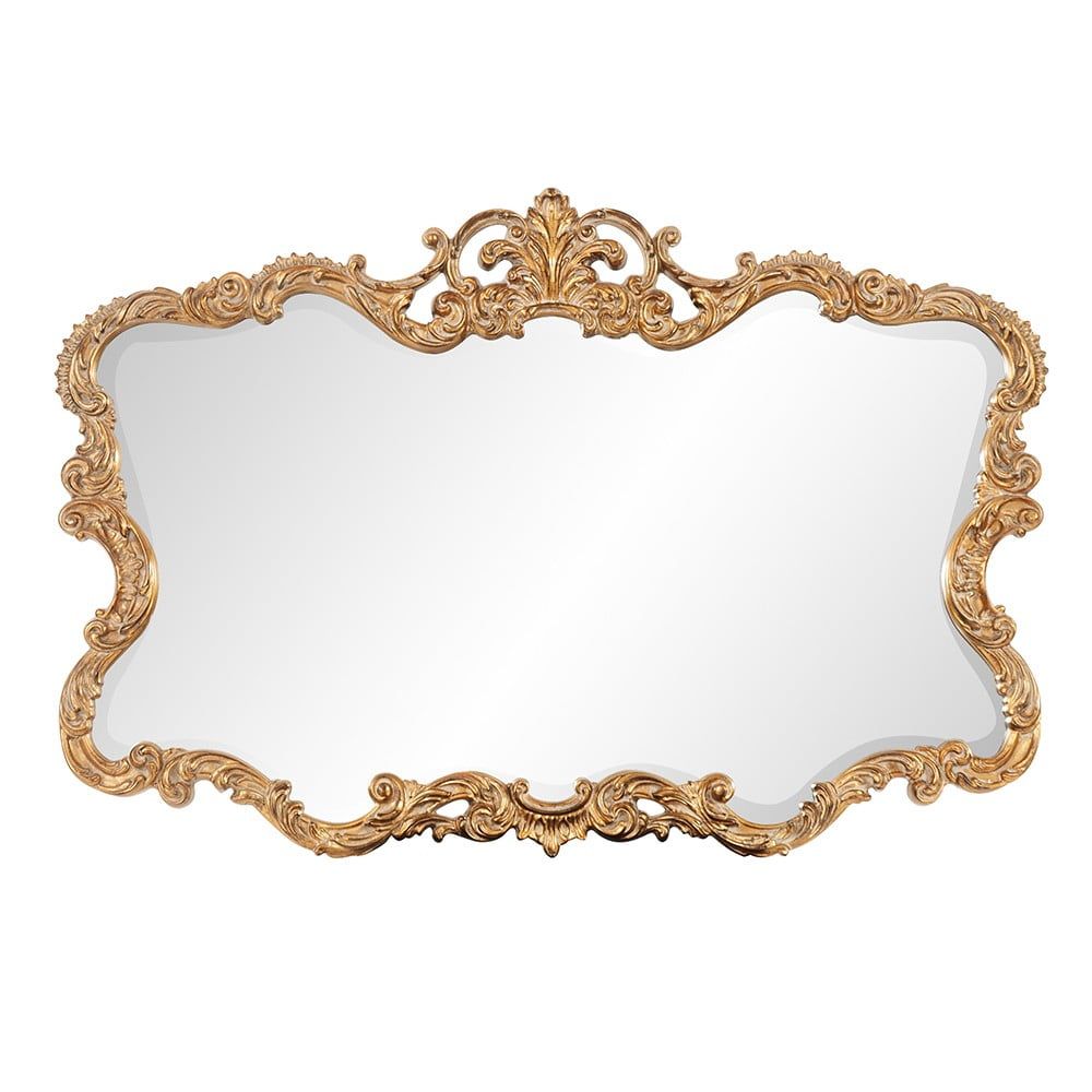 Ornate Rectangular Gold Leaf Wall Mirror with Polyurethane Frame