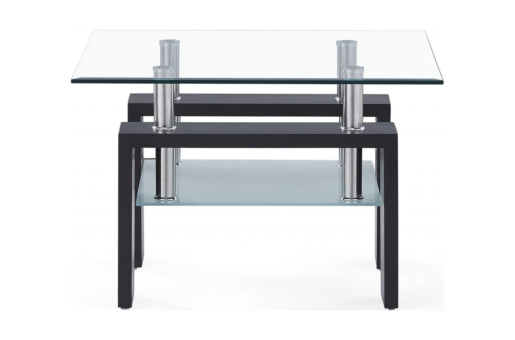 Indy Dark Walnut Square End Table with Clear & Frosted Glass