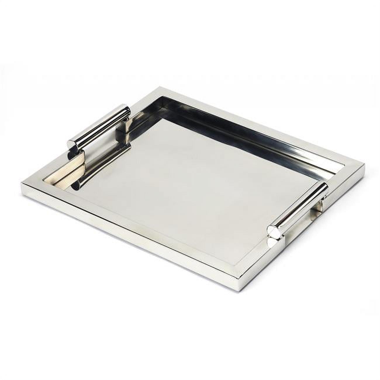 Vogue Modern 15'' Silver Stainless Steel Serving Tray with Bar Handles