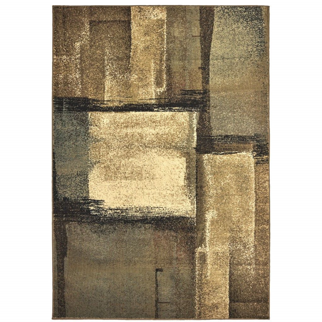 5' x 7' Gray and Beige Synthetic Easy Care Area Rug