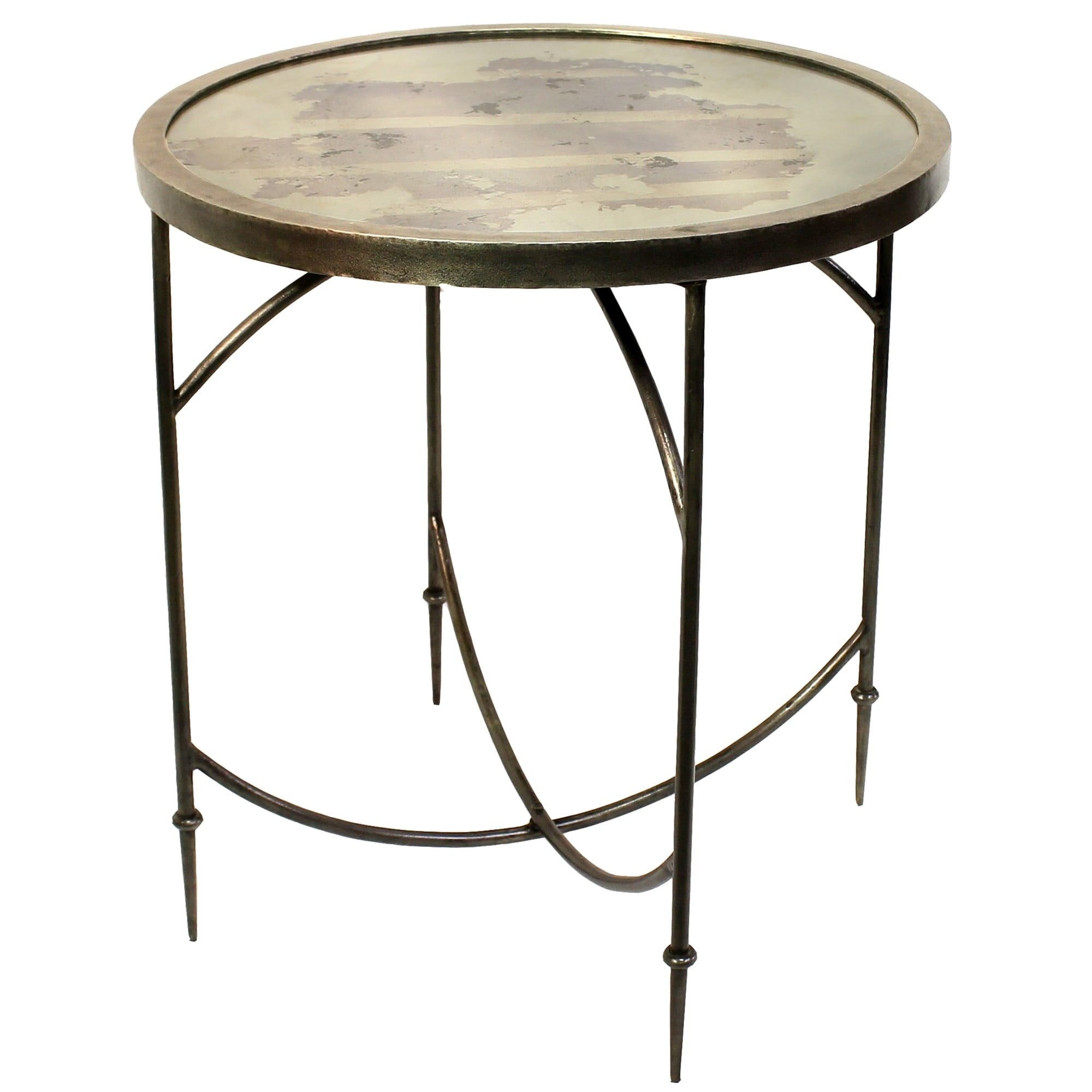 Antique Black and Gold Rustic Circular Folding Wooden Table 22"