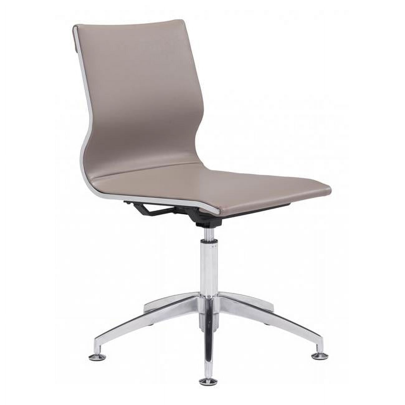 Taupe Mushroom Faux Leather Executive Chair with Polished Silver Frame