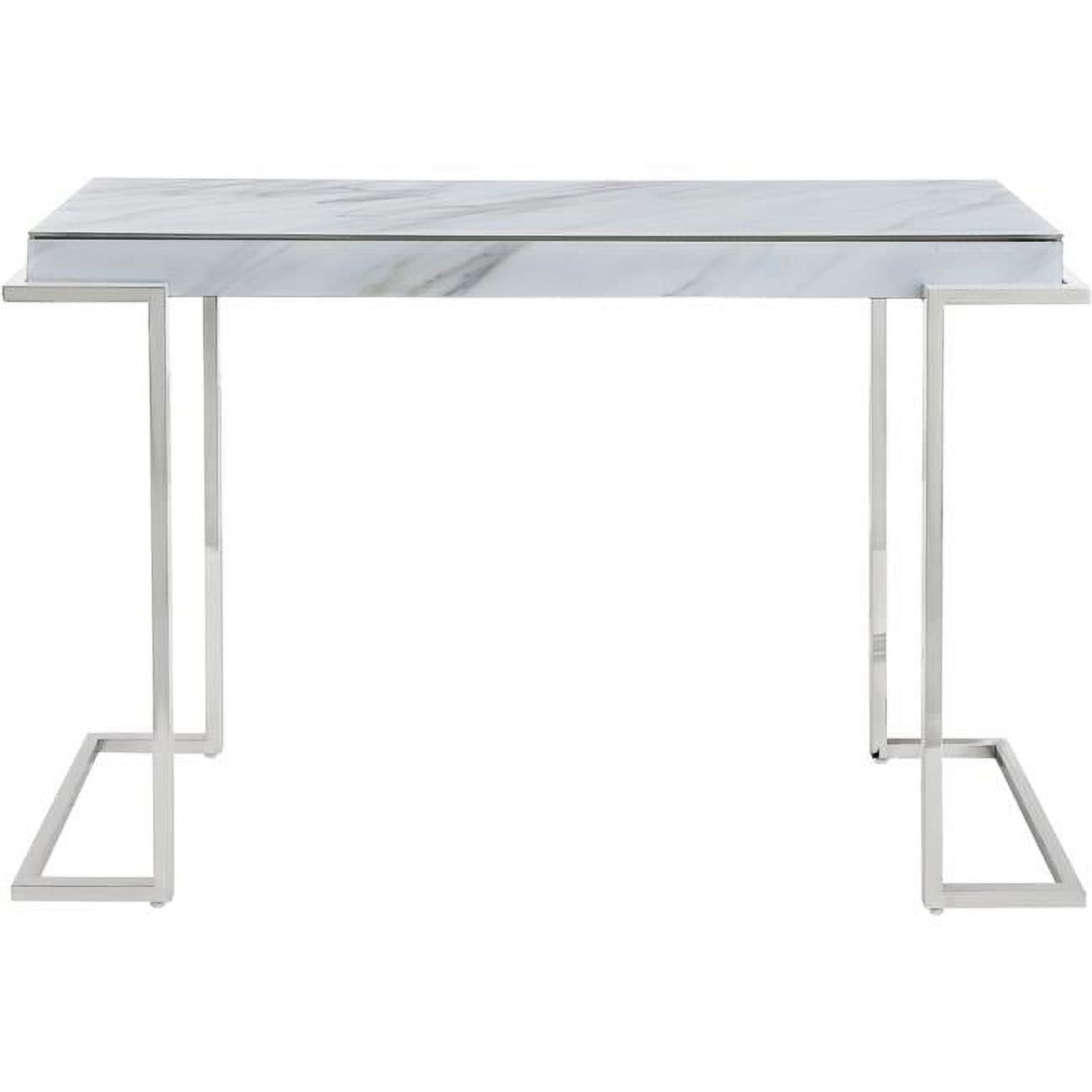 Chic Marble and Chrome 45.6" Rectangular Console Table with Storage