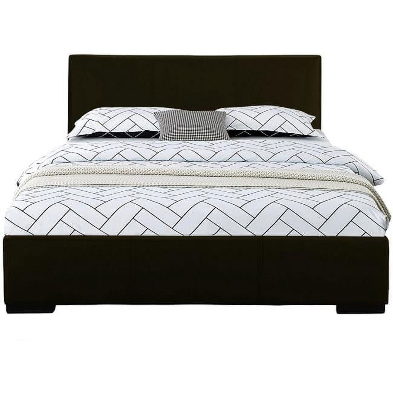 Black Upholstered King Platform Bed with Headboard