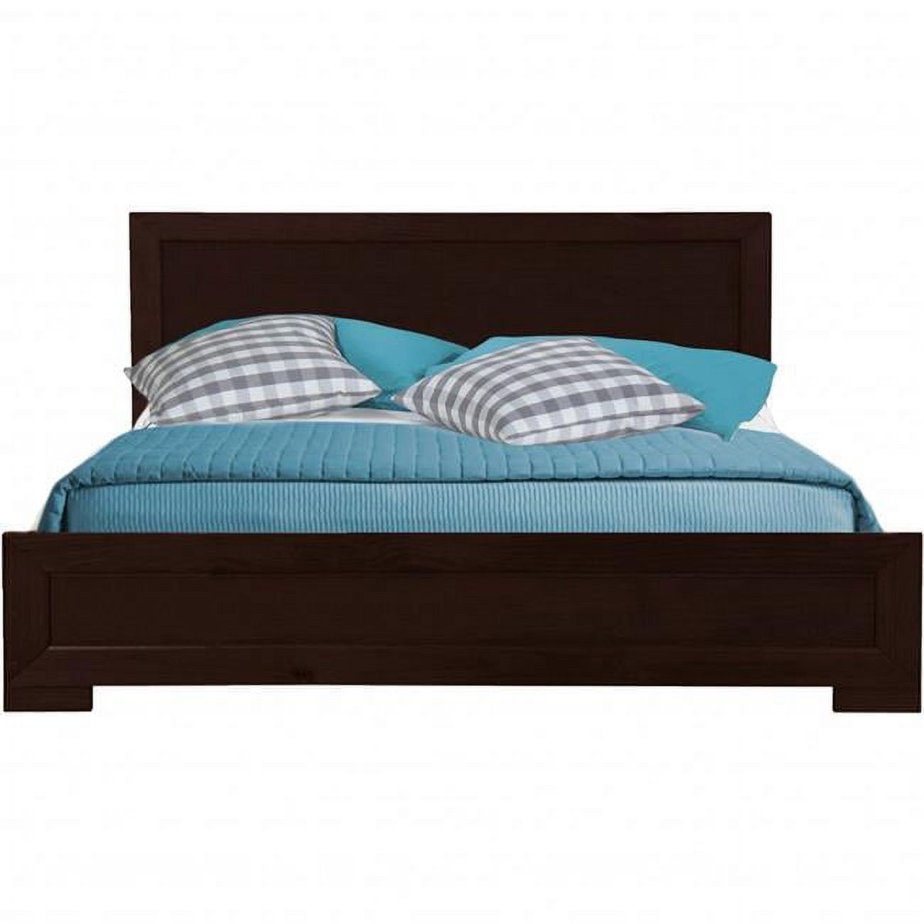 Espresso Wood Full Platform Bed with Elegant Headboard