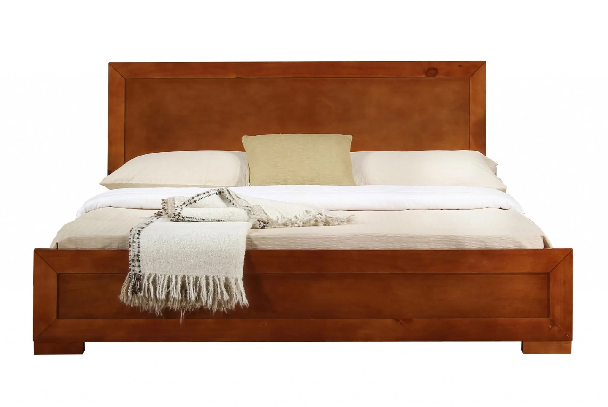 Elegant Cherry Wood Full Platform Bed with Refined Headboard