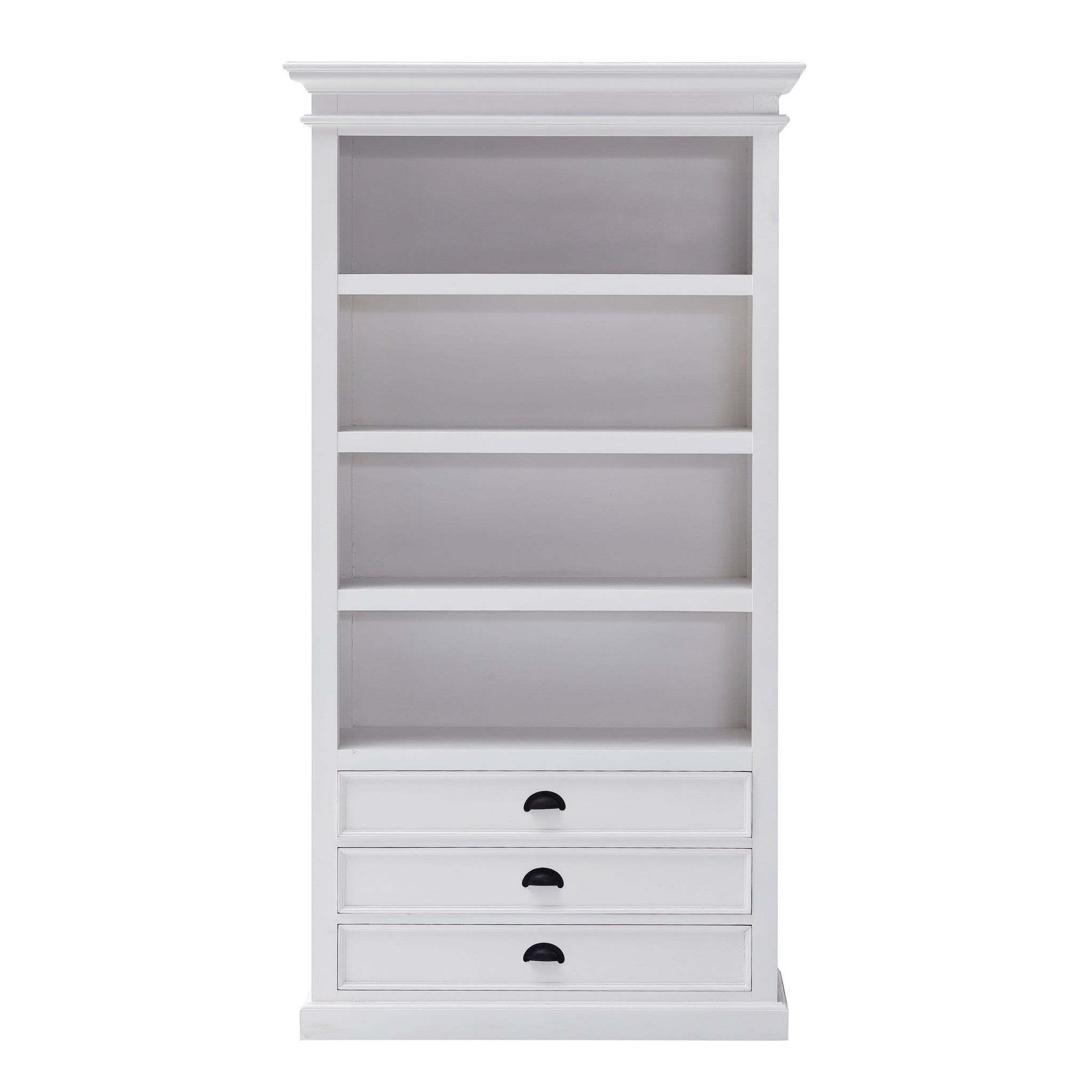 Classic White Mahogany Vertical Bookcase with Drawers