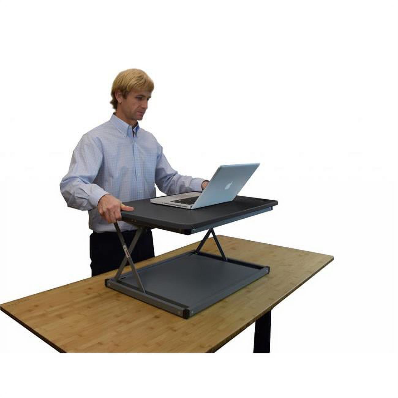 Compact Black Adjustable Standing Desk Converter with Easy Lift