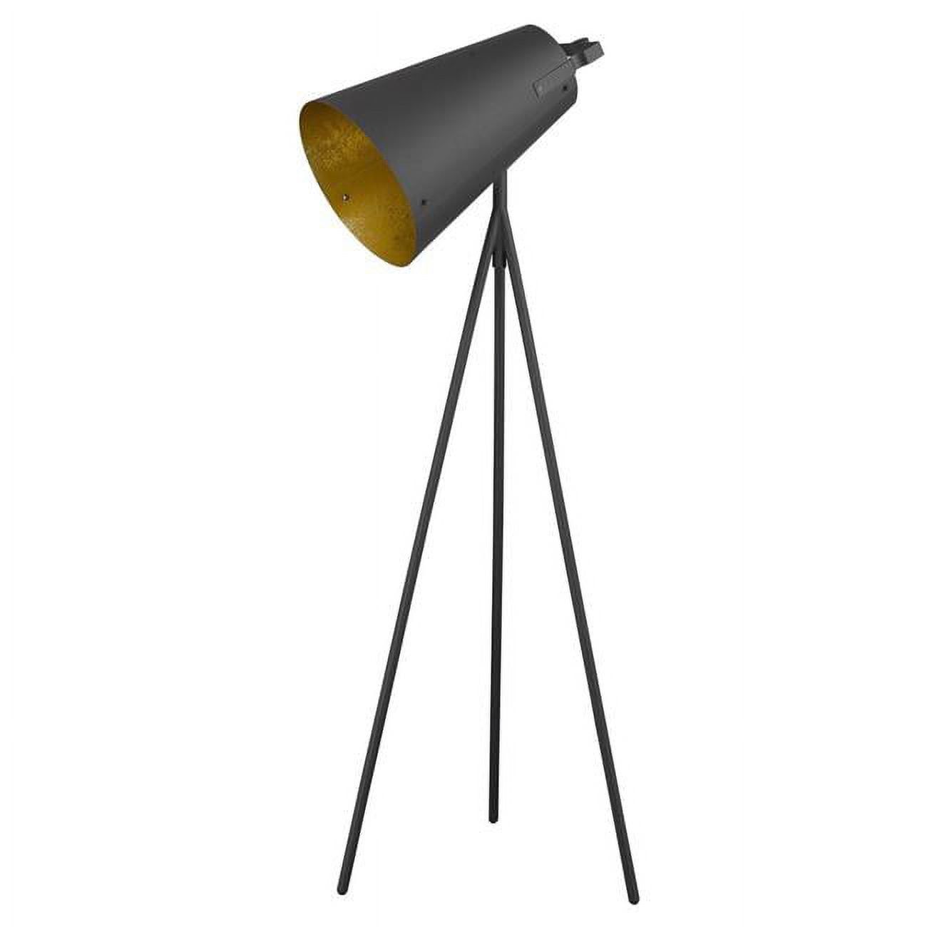 Elegant Matte Black Tripod Floor Lamp with Industrial Charm