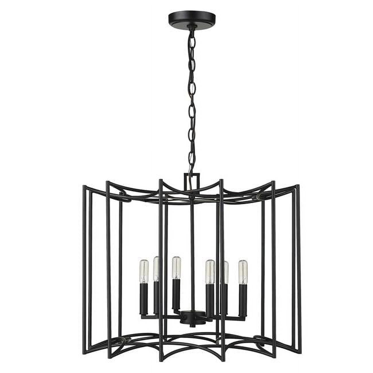 Rhian 24" Matte Black Carousel Drum Pendant with Crystal Tapers