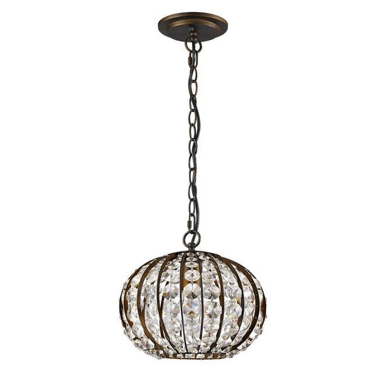 Olivia 1-Light Bronze Crystal Globe Pendant