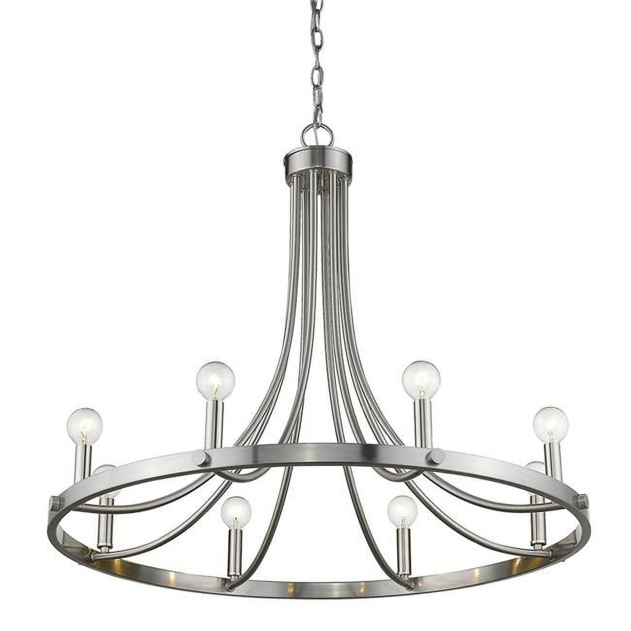 Sawyer 8-Light Wagon Wheel Satin Nickel Chandelier