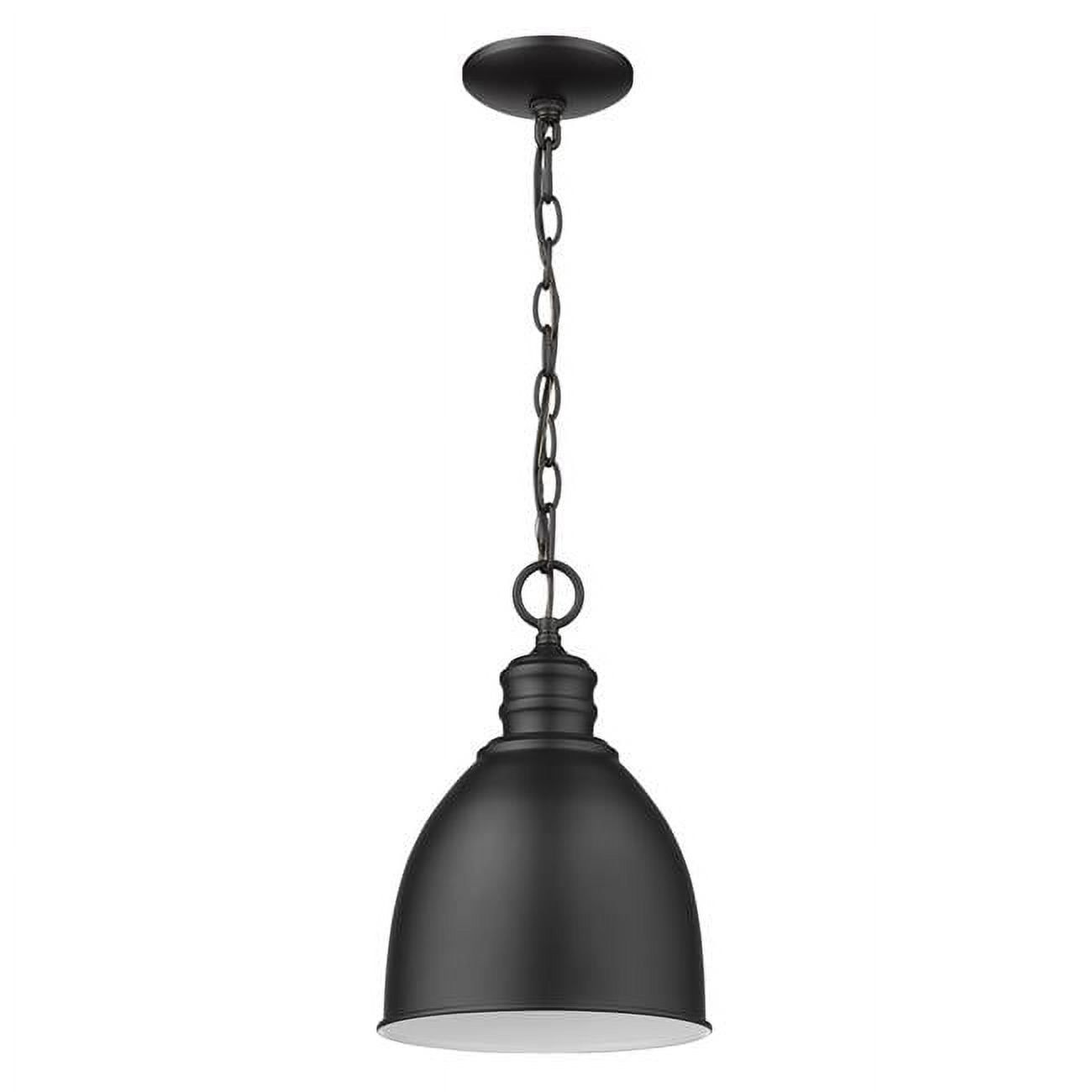 Minimalist Black Metal 9" Pendant Light with Glossy White Interior