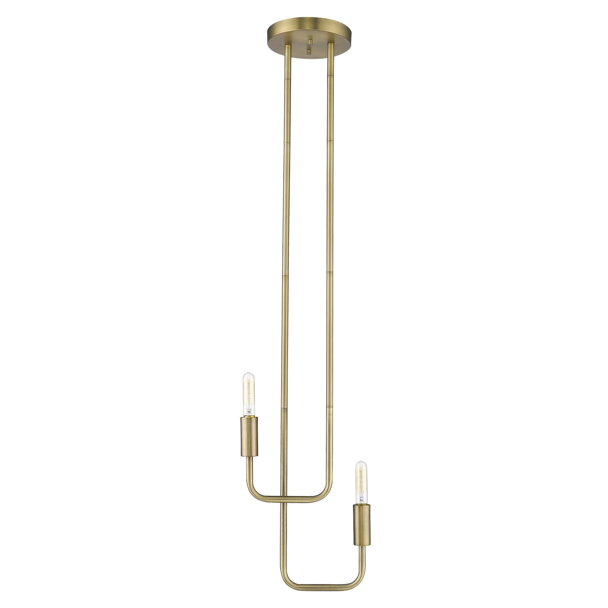 Perret 15" Modern Linear Aged Brass 2-Light Pendant