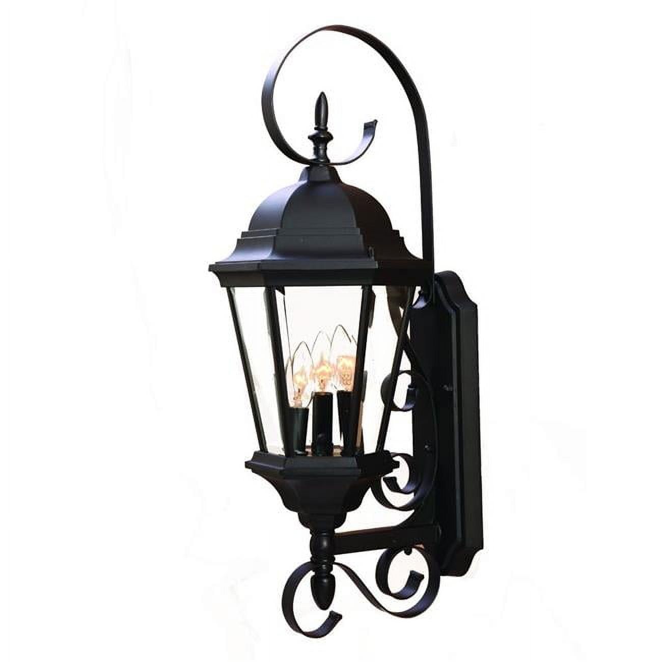 Matte Black Three-Light Swing Arm Lantern Wall Light