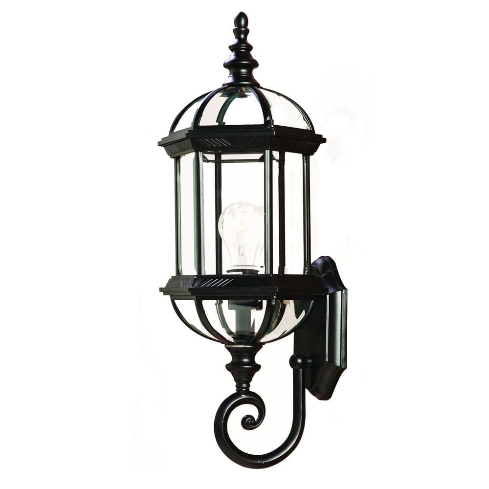 Matte Black Cylindrical Lantern Wall Light with Clear Glass