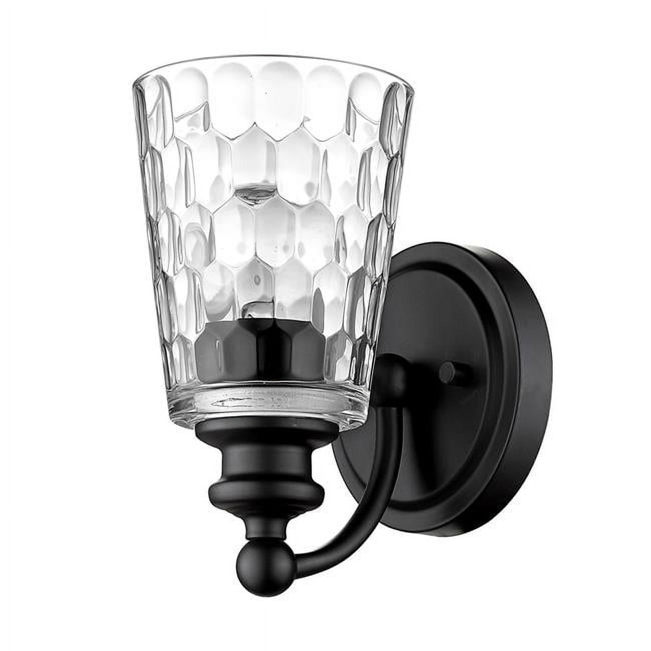 Mae 8.5'' Matte Black Curved Rod Sconce with Pebbled Glass