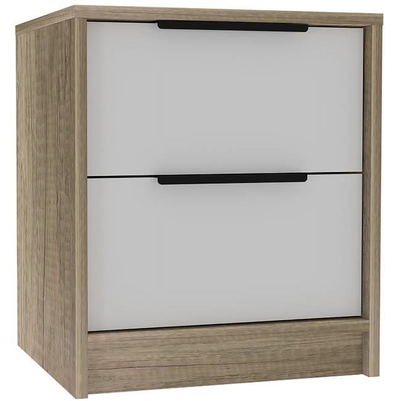 Mod Light Oak & White Two Drawer Contemporary Nightstand