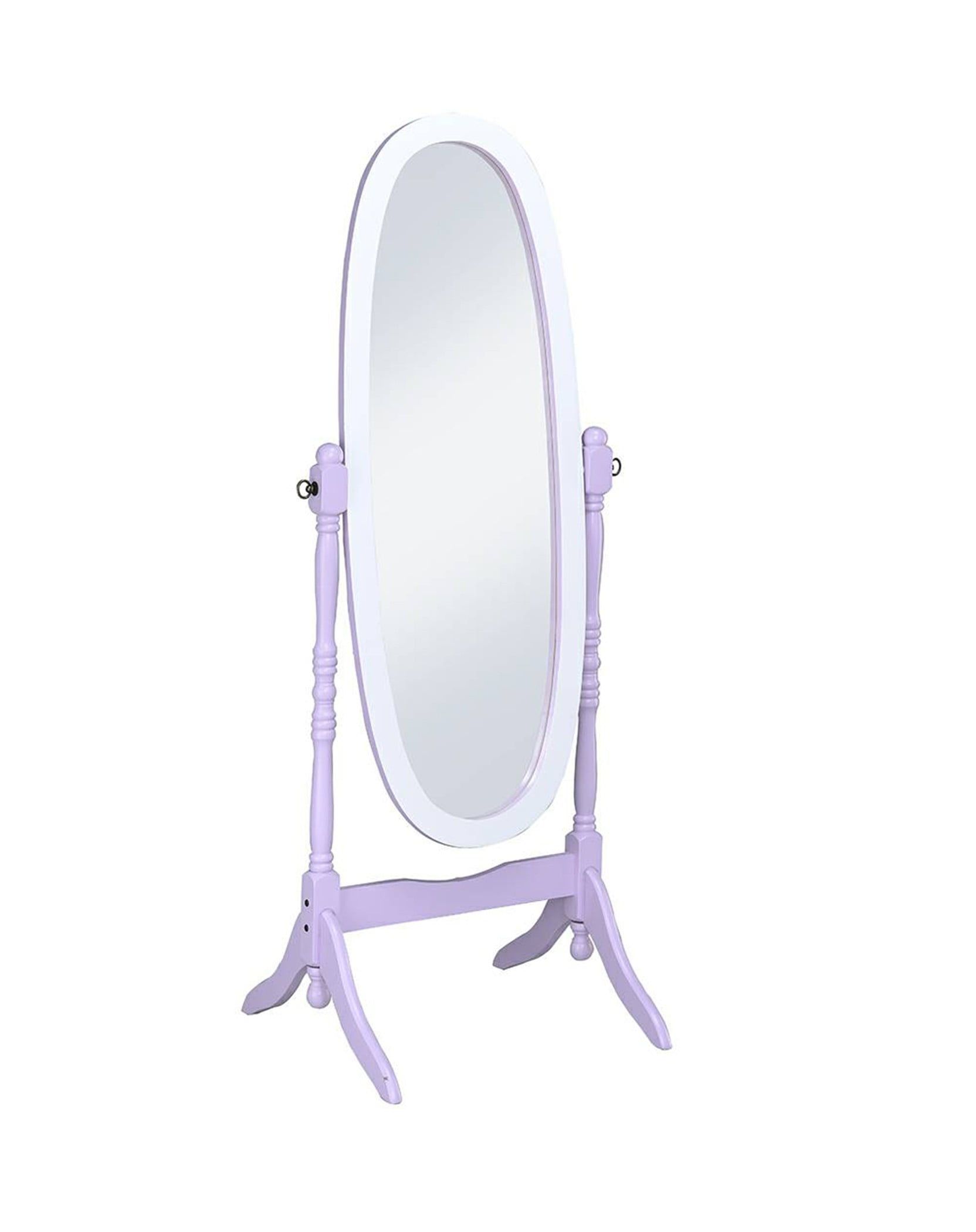 Full Length Oval Purple and White Wood Freestanding Mirror