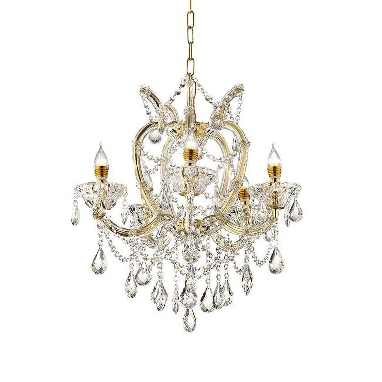 Elegant Empire Gold & Crystal LED Chandelier - 21"x22"