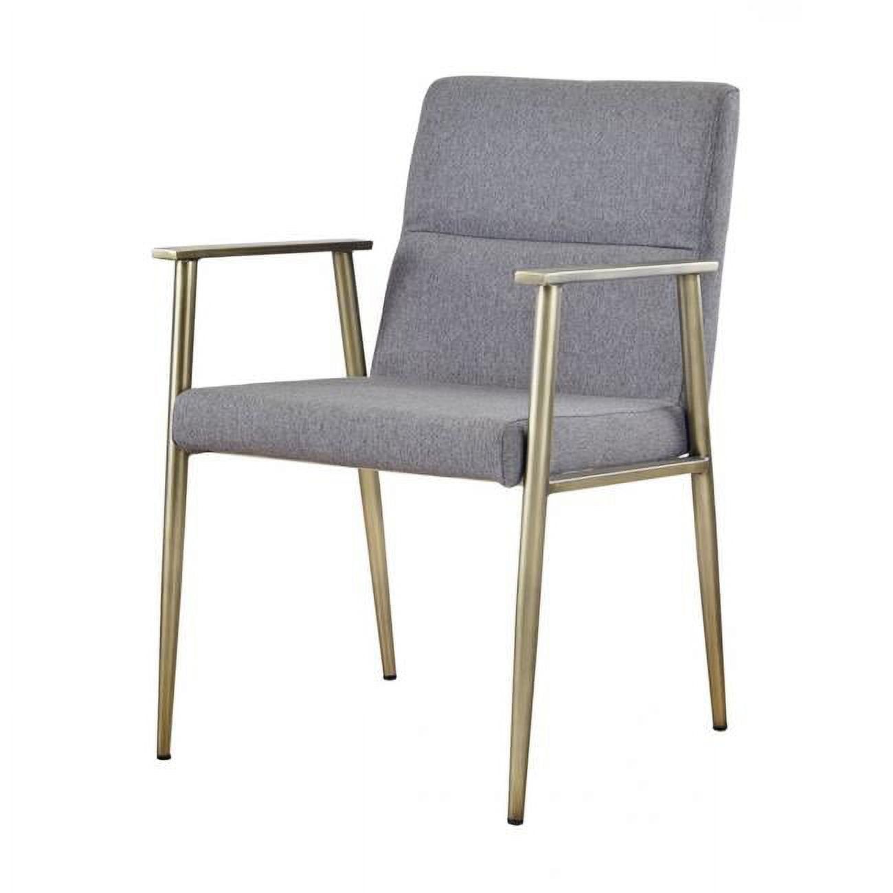 Gray & Antique Brass Upholstered Contemporary Dining Chair