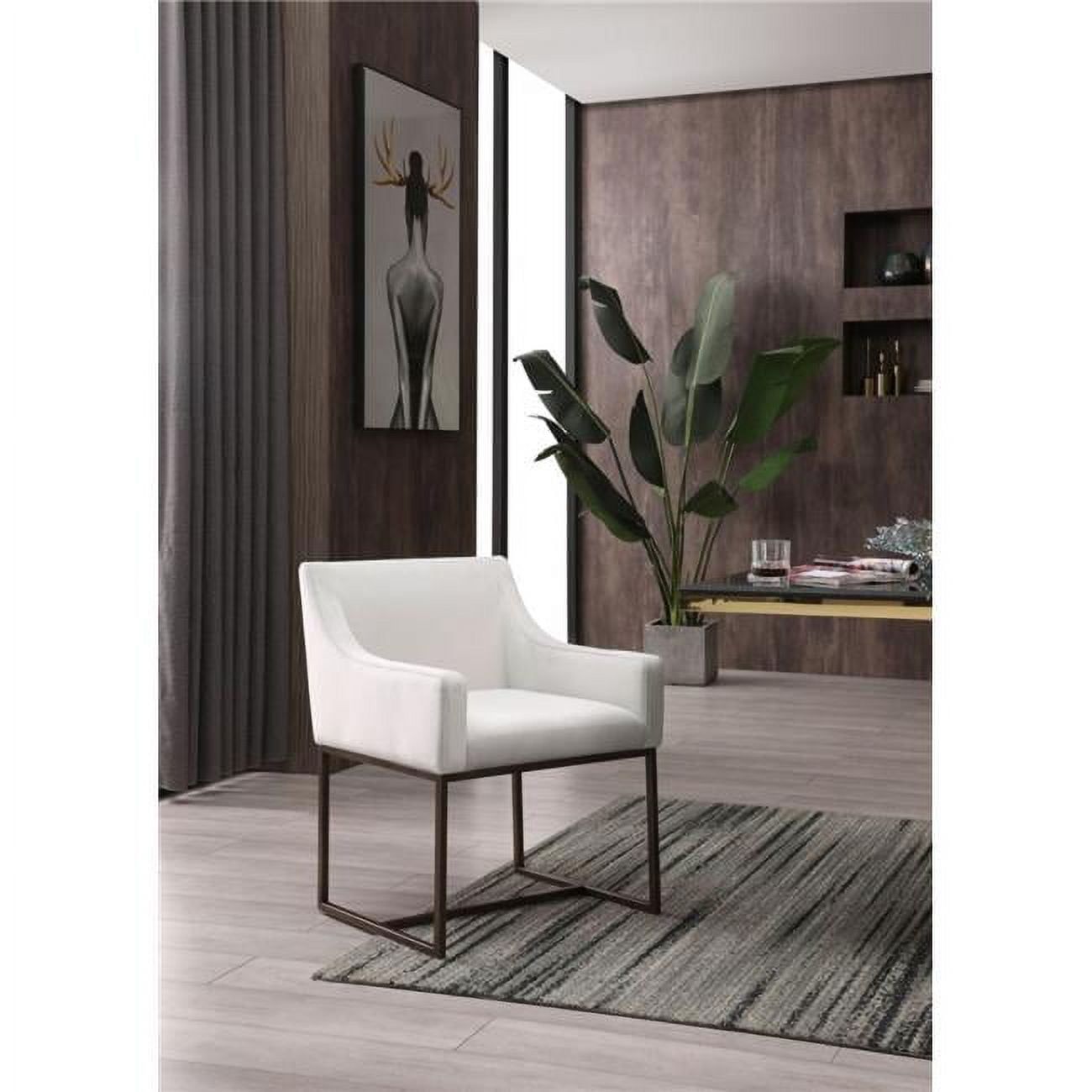 Beige Velvet and Brass Modern Dining Chair