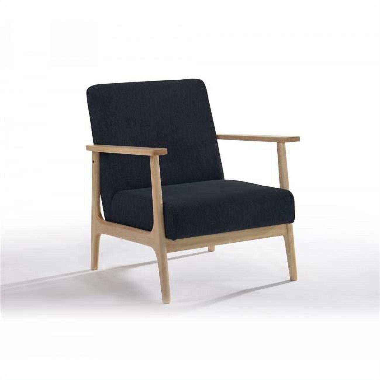 Black and Natural Oak Modern Armchair with Square Arms