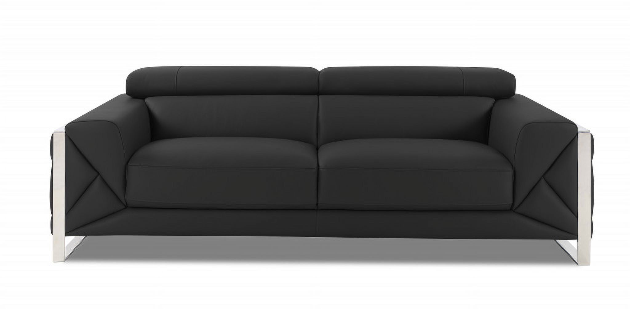 89" Dark Gray Genuine Leather Sleeper Sofa with Track Arms