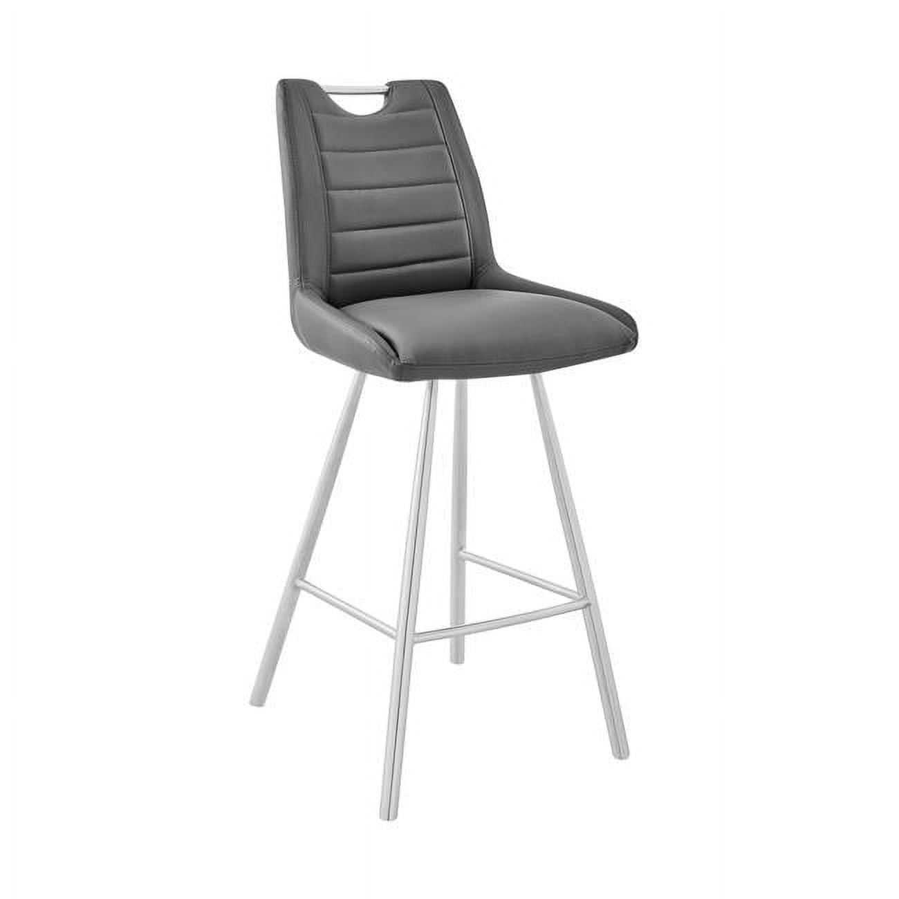 Gray Faux Leather and Iron Adjustable Bar Stool