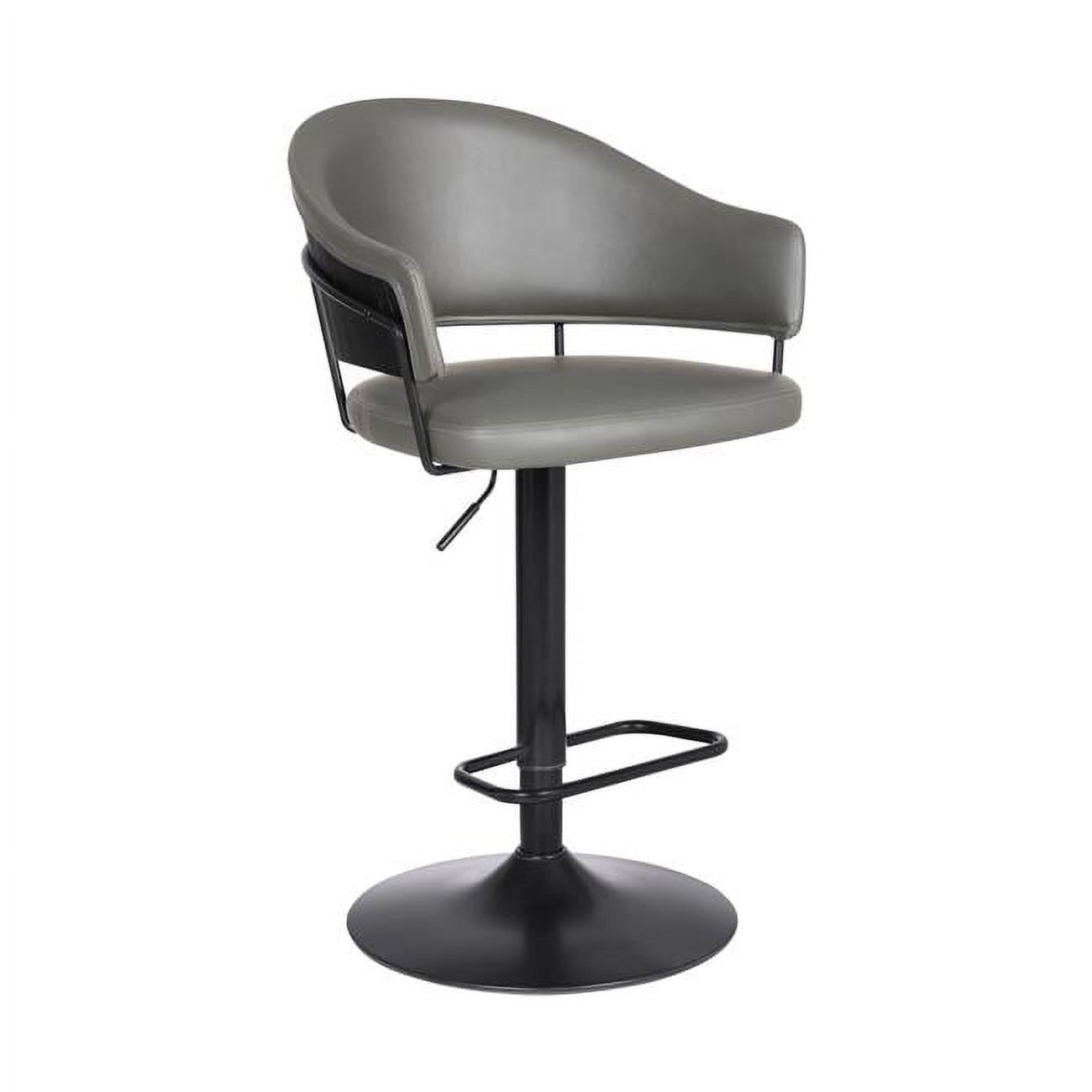 Osborne Adjustable Swivel Bar Stool in Grey Faux Leather