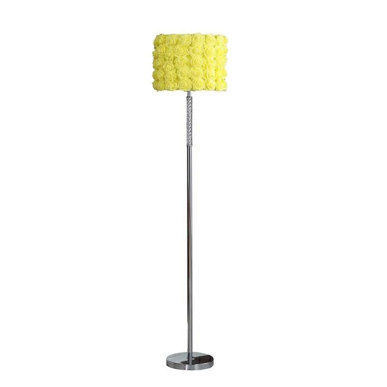 63" Steel Traditional Floor Lamp with Yellow Roses Drum Shade