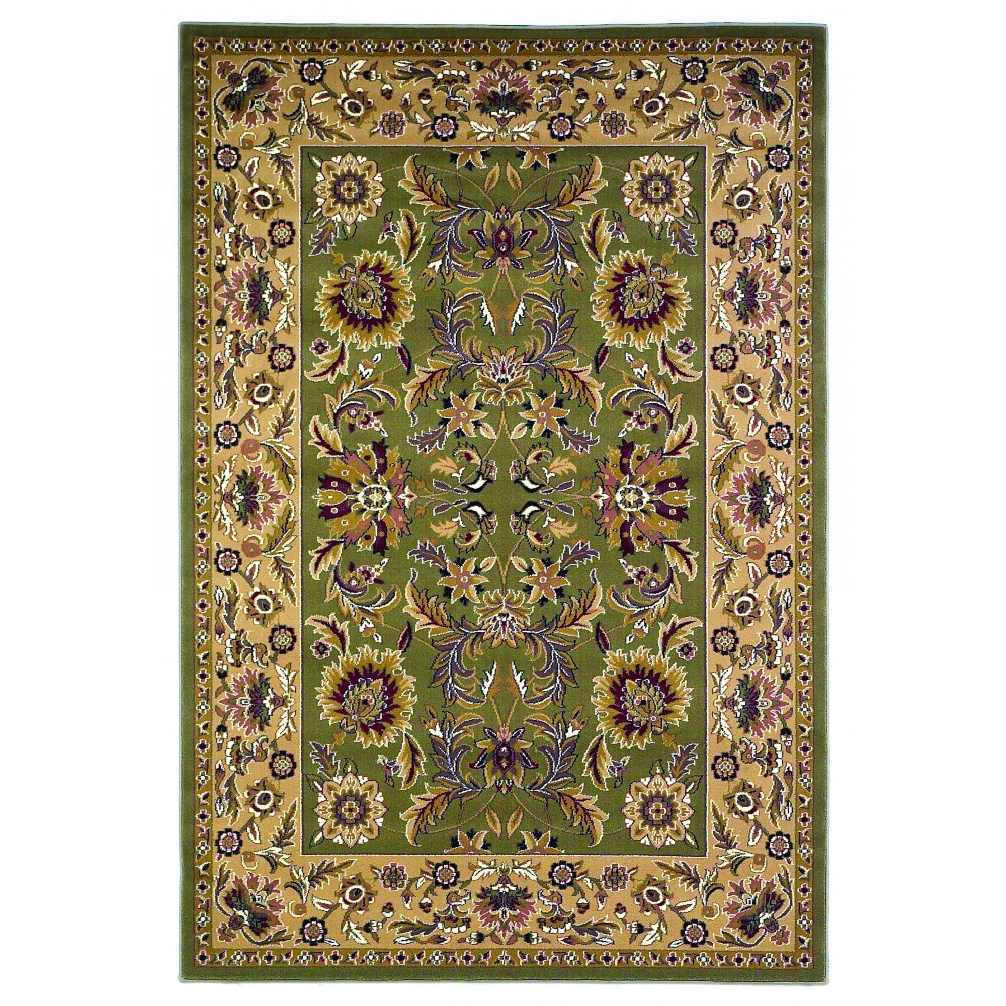 5' x 7' Black Floral Bordered Synthetic Area Rug